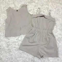 【ジーユー】　GUベージュ セットアップ トップスとショートパンツ　【M】　美品