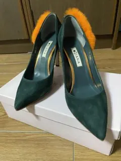 ダイアナ　ヒール　パンプス　グリーンスエード　23.5㎝