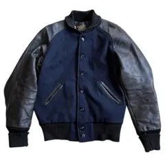 【美品】スクーカム　カウレザースタジャン　ボルドーグレー　アメリカ製　 L 美品】スクーカム カウレザースタジャン ボルドーグレー