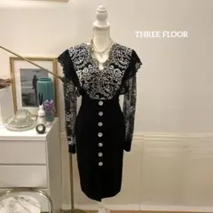 【4万円】THREE FLOOR レースデザイン　ワンピース