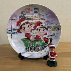 不二家100周年記念　アニバーサリープレート&ペコちゃん首振り人形