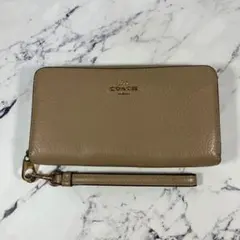 COACH コーチ 長財布 ラウンドファスナー レザー ベージュ