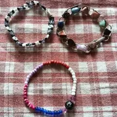 ビーズと天然石のブレスレットセット