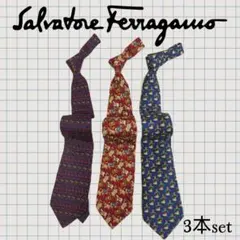 n22【Salvatore Ferragamo】ビジネス ネクタイ 3本セット