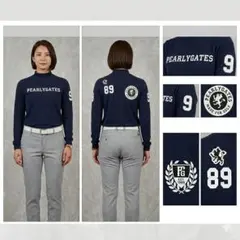パーリーゲイツ モックネック 長袖シャツ ゴルフウェア 紺 サイズ1 5月出品