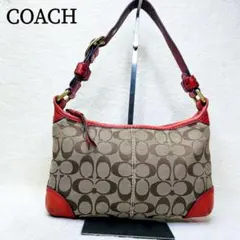 COACH コーチ ワンショルダーバッグ キャンバス レッド ボーボー