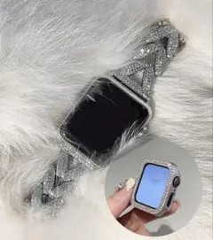Apple watch リストバンド シルバー チェーン型バンド