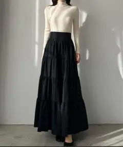 ハイウエストティアードフレアスカート Louere