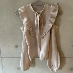 cocorinoさん専用 ボウタイ付きショルダーオープンフリルニット