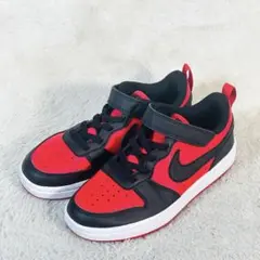 【NIKE】ナイキ コート ボロー 19cmスニーカー ベルクロ付き 赤 黒