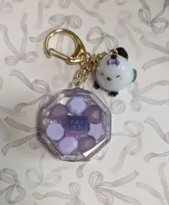 No.1730 レジン　キーホルダー　チャーム　琥珀糖　シマエナガ　紫色