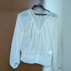 Rouge vif（ルージュ・ヴィフ）バックボタン ドット柄シースルーブラウスのサムネイル