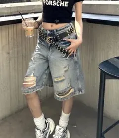ダメージデニム ハーフパンツ