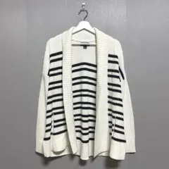 《LANDS'END》 ランズエンド (L) ボーダー ニットカーディガン