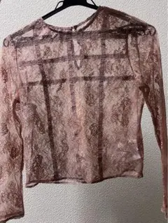 ピンク レース 長袖シャツ/リリーブラウン