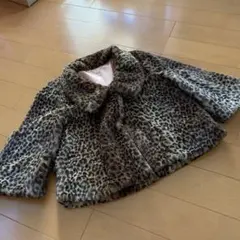 ヒョウ柄ファーショートカーディガン　S size