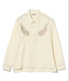 BEAMS LIGHTS ペイズリーエンブロイド ダンガリーシャツ ビームス s