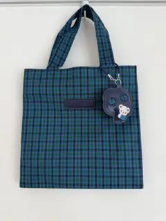 [新品未使用]ファミリア　トートバッグ　青系チェック Sサイズ 小
