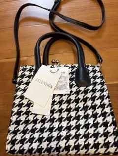 WEGO 千鳥格子柄 がま口 2WAY ショルダーバッグ (未使用タグ付き)のサムネイル