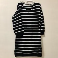 ニットワンピース　白黒ボーダー
