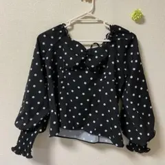 未使用 ナイスクラップ NICECLAUP水玉模様 長袖ブラウス ブラック 黒