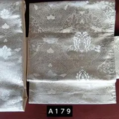 ☆Ａ１７９　二部式作り帯　袋帯　二重太鼓　シルバー系 花柄