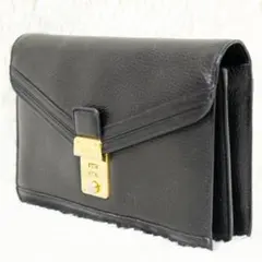 極美品 BALLY バリー クラッチバッグ ダイヤルロック レザー ブラック