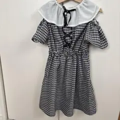 チェック柄オフショルダーワンピース 130cm