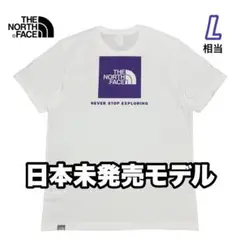 ノースフェイス スクエアロゴ BOX Tシャツ ホワイトパープル 海外限定 UK