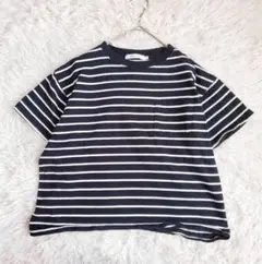 アメリカンホリック 半袖 Tシャツ ボーダー（M）黒 白 ポケット 綿100%