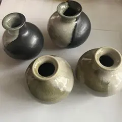 【即購入◎】花瓶　陶器製　一輪挿し 4個セット　ハンドメイド
