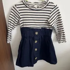 アプレレクール　ボーダー柄　長袖ワンピース（80cm）