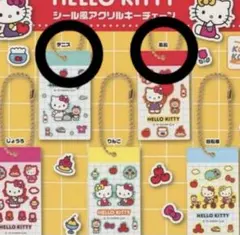 ハローキティシール風アクリルキーチェーン　テニス　風船　ガチャガチャ