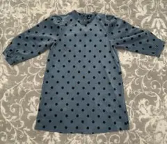 ZARA ブルー ドット柄 長袖ワンピース L