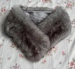 即発送 グレーショール ファーティペット　マフラー ファーマフラー 小物 成人式