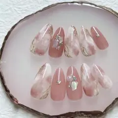 ニュアンス】もやもや 大理石大人ピンクベージュ シェルグリッター