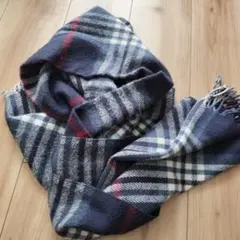 チェック柄マフラー ネイビー