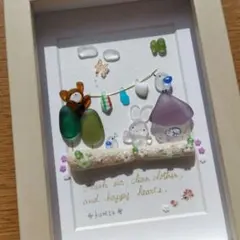 シーグラスアート 3羽の仲良しインコ　小鳥　うちの子グッズ シーグラスアート 3羽の仲良しインコ 小鳥 うちの子グッズ - メルカリ