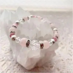 【ハンドメイド】【匿名配送】パワーストーンブレスレット(桃系シルバー)