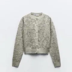 メタリックスレッド ジャカード ニット カーディガン