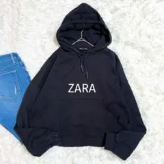 ZARA グロップドパーカー S ブラック 裏起毛 秋冬 あったか
