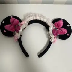 ディズニー ミニーちゃん カチューシャ 薔薇 ピンク ヘッドドレス