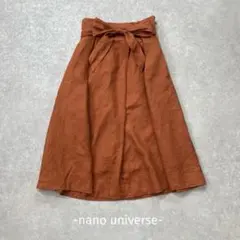 nano universe/ロングフレアスカート/M/フレンチリネン100%