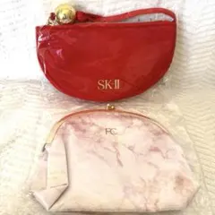 SK-II レッドポーチ & FANCL マーブルがま口ポーチ　2点セットのサムネイル