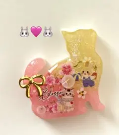 再販不可。桜♡うさぎ＆ねこレジンヘアゴムブローチ - メルカリ