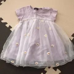 ムージョンジョン　薄紫 花柄刺繍 チュニック 80