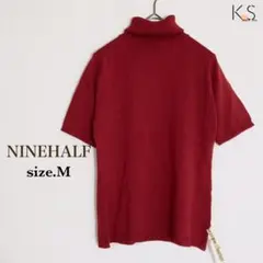 A11-072 ナインハーフ 半袖ニット M 赤 タートルネック 薄手 無地
