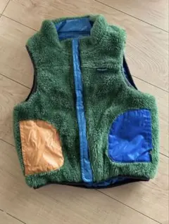 RAG MART リバーシブルフリースベスト 緑色 100cm~