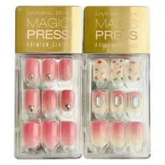 新品　DASHING DIVA マジックプレス ネイルチップ 手 ピンク系 2個