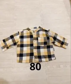 無印良品　チェック柄　長袖シャツ サイズ80 黄色